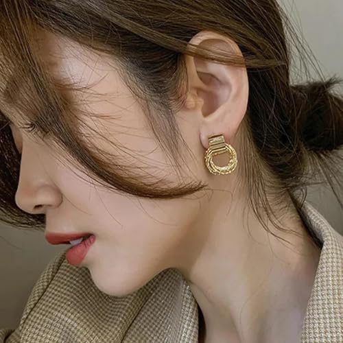 Pendientes de varios círculos pequeños de metal estilo retro coreano 3