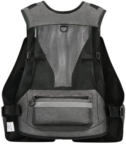 Image of Wading Hands Free Fishing Vest for Lure, Adjustable Straps (Grey) | Built in Rod Holder, Tackle Box Pocket, 3 Heavy Duty D Rings for Landing Net, Gripper and Plier, High Water Resistant Pockets