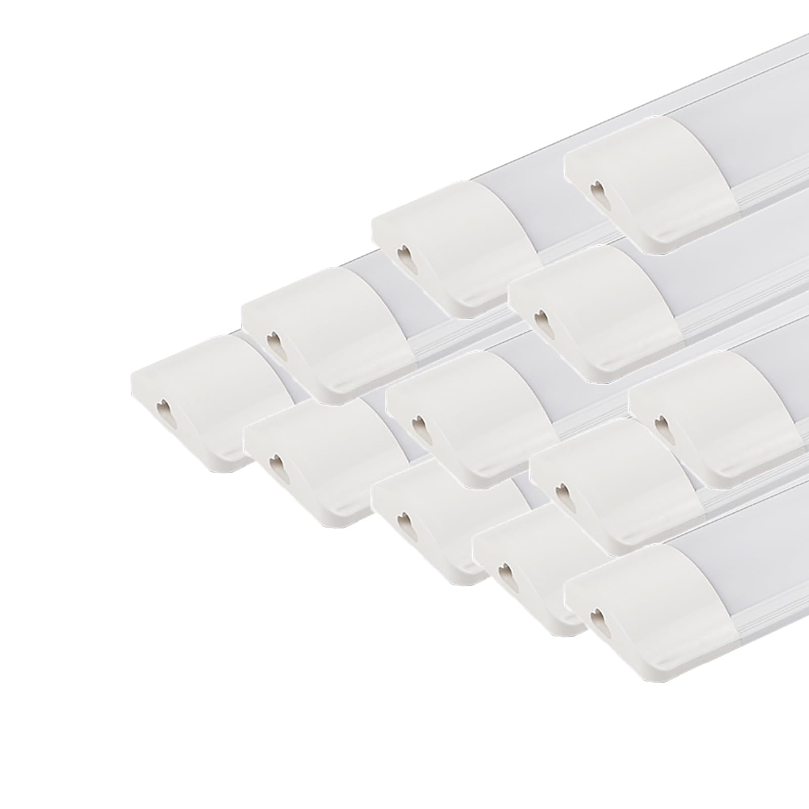 Luminaria LED Lineal Enlazable De Doble Fila — 6500K Blanco Frío — Tubo Integrado Conectable Hasta 3 Unidades — Aluminio Y PP — Para Iluminación De Techos En Garajes Y Almacenes,12pc-30cm/11.8in