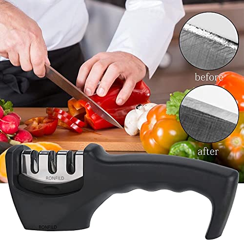 Image of Manual 3 Stage Knife Sharpener for Kitchen, Advanced 3 Stage Knives Sharpening Tool for Steel Knives, Kitchen Knife Sharpener Stone