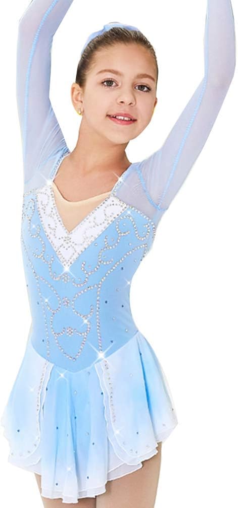 Handmade Ice Figure Skating Dress for Girls Roller Competition Skating Skirt Gymnastics Leotard Performance Costume : Clothing, Shoes & Jewelry