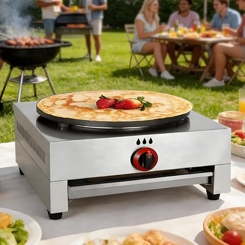 Máquina para hacer crepes, plancha antiadherente para crepes, panqueques de 15.7 pulgadas, para el hogar, cocina, desayuno