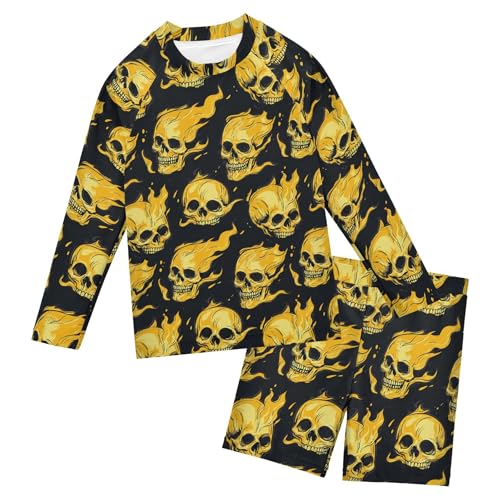 Skull Fire Baby Boys' Toddler Long Sleeved Rashguard Swim Bathing Suit Set B0404428