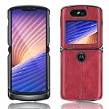 GOGME Hülle für Motorola Razr 5G Hülle, Ultra-Slim Silikon Handyhülle Leder-Erscheinungsbild Retro Schutzhülle, Stoßfeste Handy-Tasche für Motorola Razr 5G, Rot