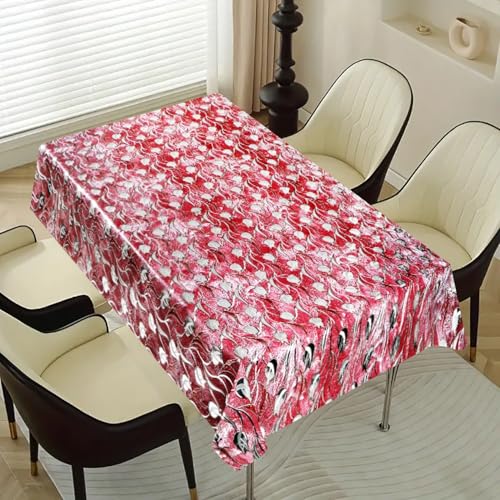 Image of Dakshya Industries PVC Waterproof Withoutlace Dining Table Cover (Size - 54X78 Inch) Rectangle 6 Seater Heat Rasistant, Miller Red