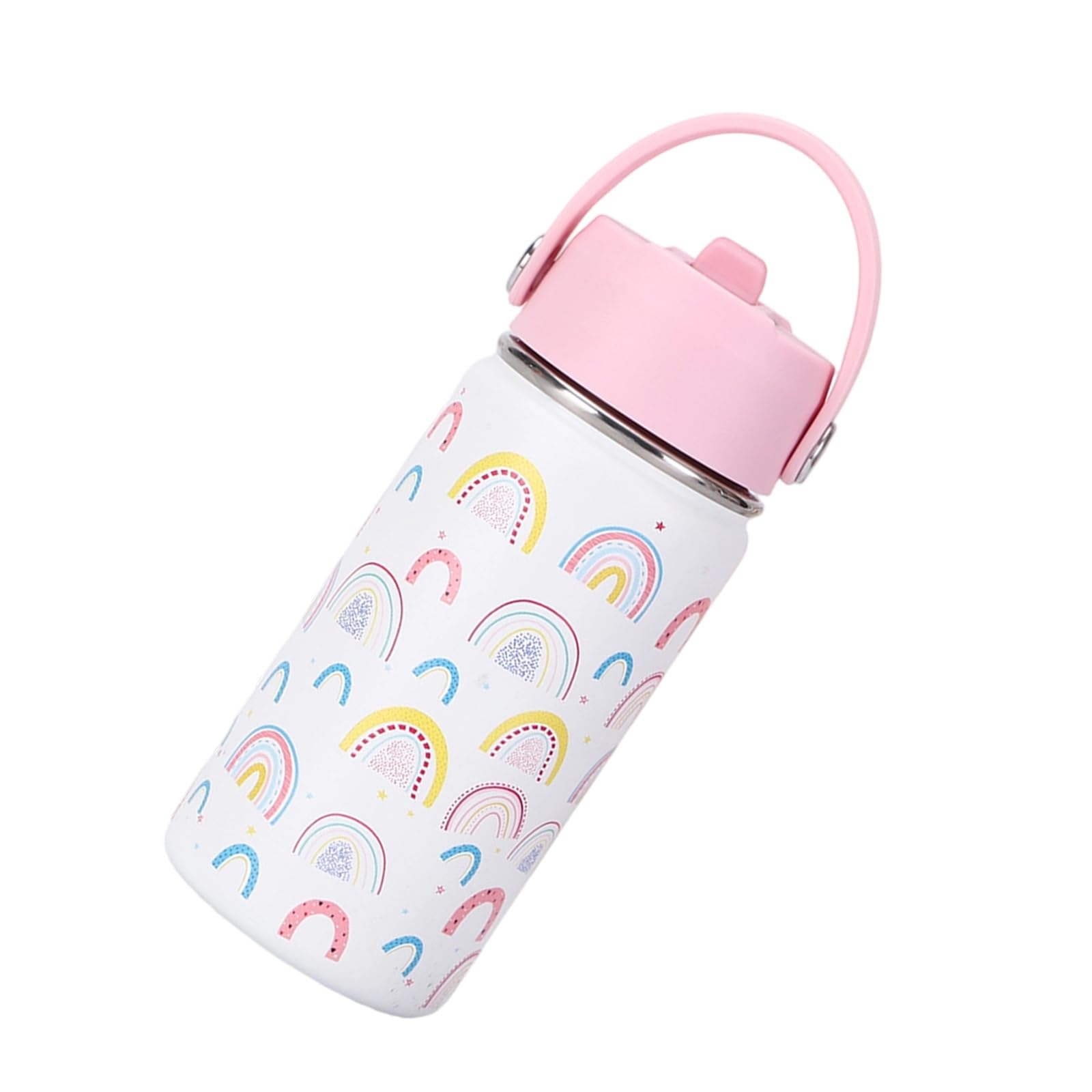 Tsophreniq Mouth Thermal Stainless Steel Water Cup Cartoon Handle Straw Tumblers Water Bottle for Outdoors Insulated Cartoon Handle Straw Cup