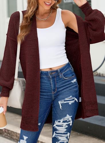Image of Sidefeel Cardigan Sweaters for Women 2026 Fall Outfits | Soft Cozy Warm Cardigans, Checkered Long Sleeve Open Front, Chunky Knit Oversized Sweater Coats, Casual Office Wear