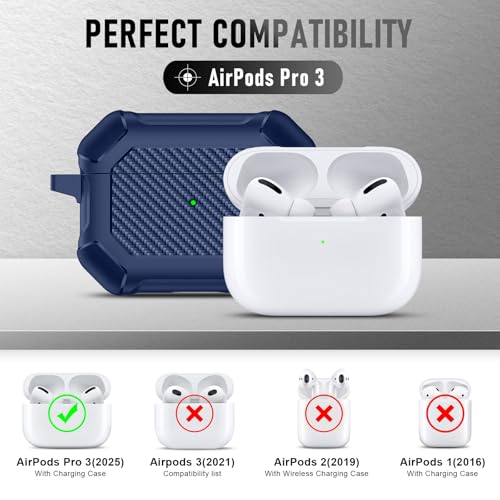 Image of Compatible with Airpods Pro 3 Case(2025),for Airpods Pro 3rd Generation Cases Cover with Keychain Cleaner Kit Soft Silicone Shockproof Cover for Women Men