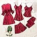 SLOPSS Nightwear Sets for Ladies Set Fashion Camisole Sling Bra and Briefs Naughty Erotic Outfits Lingerie Women's Nightwear Comfy Pyjamas Red