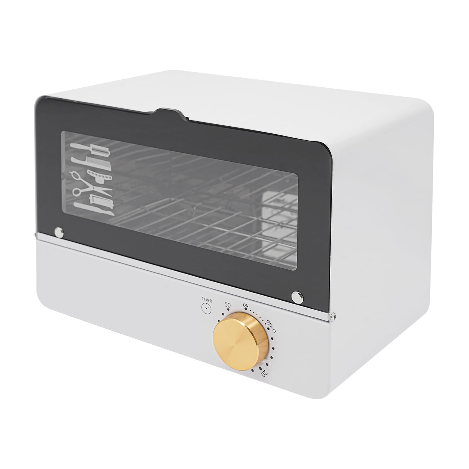 Sterilizzatore UV ozono 6L, armadio disinfezione strumenti manicure acconciatura, 185-254nm timer 0-60min, sicurezza anti-UV porta vetro silenzioso, per unghie salone bellezza domestica, bianco