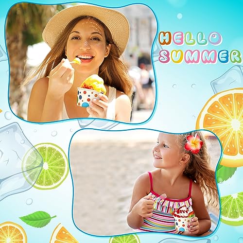 Image of Boao 200 Set 5 oz Ice Cream Cups with Spoons Disposable Paper Sundae Dessert Bowls Summer Party Supplies (Bright Style)