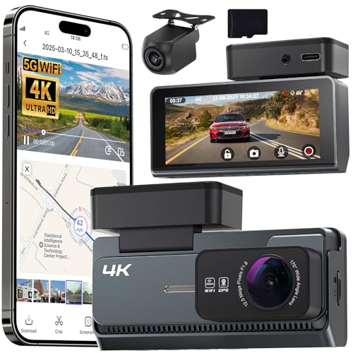 Yonvim 4K+2K Dash Cam Front and Rear, 5G WiFi GPS, 32GB Card Included, 3.39" Screen Dual D - image 1