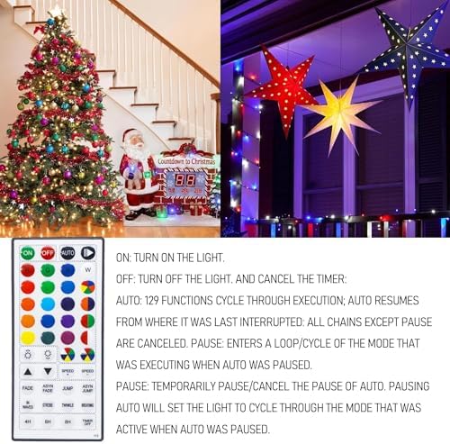TW SHINE Color Changing Christmas Lights, 66 FT 200 LED RGB Halloween Lights Outdoor with Remote Waterproof for Indoor Xmas Tree Party Wedding... - Image 3