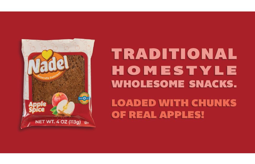 Image of Nadel - NATURALLY DELICIOUS APPLE SPICE CAKE SLICES (12 Pack) Sweet Breads & Cakes, Back to School lunch snack, breakfast bar