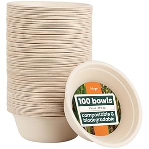 HAAGO 100 Zuckerrohrschalen 500ml Biologisch Abbaubar