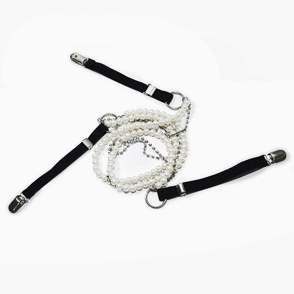 Punk Stil Hosenträger Frauen Y-Form Metall Clips Einstellbare Perle Gurt