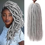 Marley Twist Braiding Hair 18 Inch Marley Twist Hair 8 Packs Cuban Twist Hair Afro Kinky Crochet Hair Synthetic Marley Hair Extensions (18 Inch(Pack of 8),#Grey)