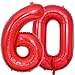 Vthoviwa 40インチ バルーンアルミ60 ヘリウム風船 数字バルーン60赤 0123456789,10-19,20-29,30,40,50,60,70,80,90,100 誕生日 カーニバル 飾り付け記念日パーティー装飾赤60 男女兼用 大きい しじヘリウム