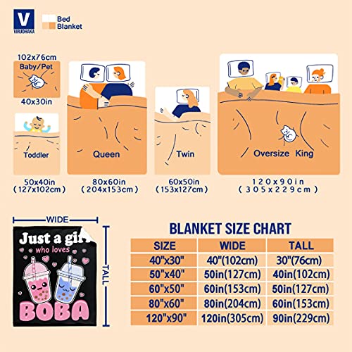 Image of Bubble Tea Blanket Plush Fleece Throw-Just A Girl Who Loves Kawaii Gift for Girls Kids Women Bubble Tea Stuffed Soft Lightweight Flannel Blankets Toddler Sheet for Sofa-40x50 Inches