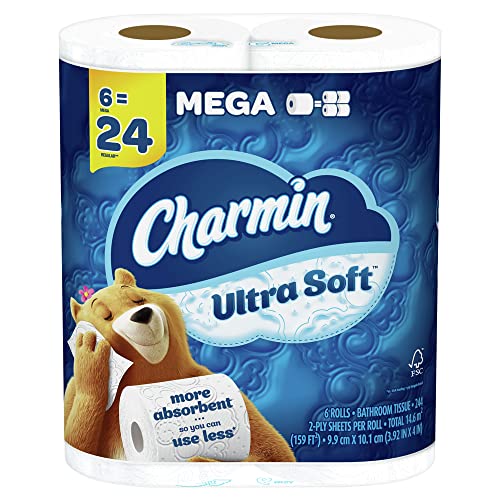 Charmin Ultra Soft Toilet Paper, 6 Mega Rolls = 24 Regular Rolls Charmin Ultra Soft Toilet Paper, 6 Mega Rolls = 24 Regular Rolls