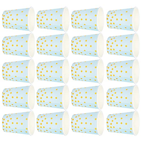 Qcwwy Gobelets en Papier à Pois Dorés élégants, Gobelets de Fête avec Fond de Couleur Pure, Adaptés aux Fêtes d'anniversaire, de Fiançailles, de Remise...