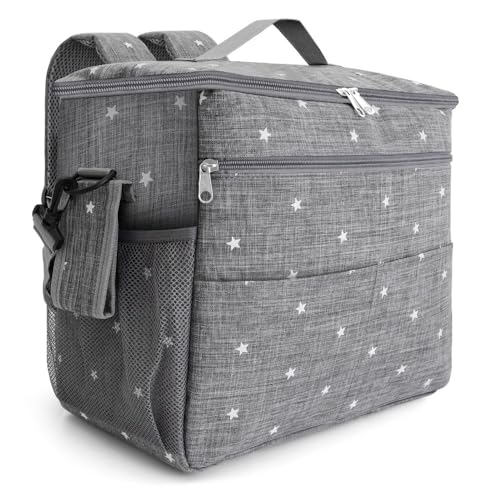 ベビーカーバッグ ベビーカーフックバッグ 保温/保冷 大容量 フック付き【ショルダー&手提げ可でマザーズバッグに大変身】 (灰です)