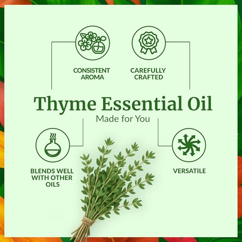 Image of SVA Thyme Essential Oil 4 Fl Oz - for Diffuser, Skin & Hair Care - Ideal for Massage & DIY Blends - with Dropper