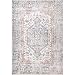 nuLOOM 8x10 Machine Washable Rain Haven Vintage Medallion Area Rug, Light Grey, Traditional Faded Design, Non-Slip Backing, Stain Resistant, For Bedroom, Dining Room, Living Room, Kitchen