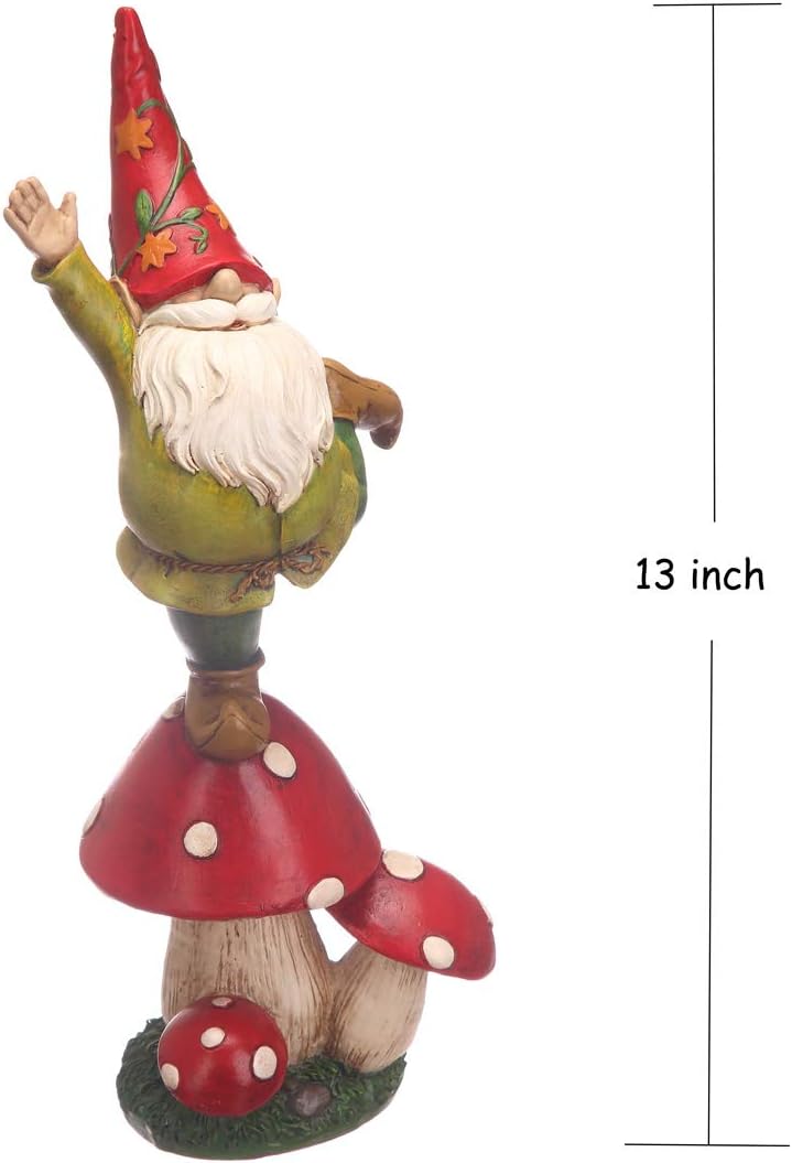 Topadorn Vegetable Garden Gnome Standing on Mushroom, Outdoor Decor for Yard & Patio, Funny Christmas & Holiday Statue Gift