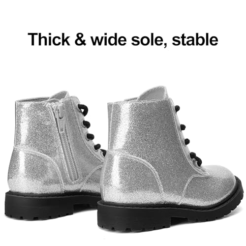 Girls Lace Up Combat Boots Waterproof Side Zipper Ankle Booties for Toddler/Little Kid/Big Kid4
