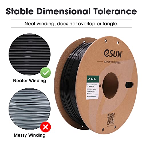 Image of eSUN PLA Filament 1.75mm, High Toughness 3D Printer Filament Upgraded PLA Filament, Dimensional Accuracy + /- 0.03mm, 1KG Cardboard Spool (2.2 LBS) 3D Printing Filament for 3D Printers, Black