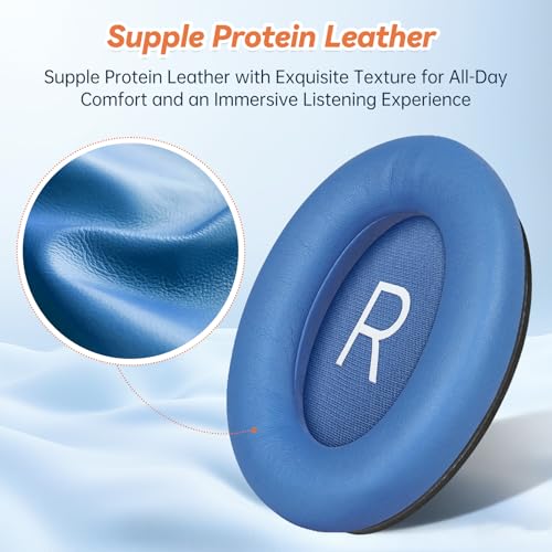 Aurivor Replacement Ear Pads for Bose QuietComfort 45 35 ii (QC45 QC35) Headphones, Earpads Cushions for QC SE SC & New Quiet Comfort (Deep Bass), with Softer Foam & Protein Leather (Blue Dusk) by Aurivor - Image 3