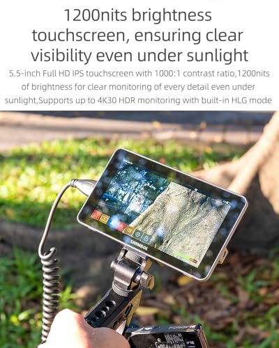 Shimbol M5 5.5\" On-Camera Field Monitor with 1200nits Rec 709 IPS Touchscreen,Video Monitors 4K HDR HDMI Aluminum Shell with 3D LUT,False Color,Waveform,Focus Peaking