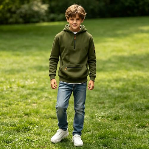 Hoodies for Boys Fall Fashion Half Zip Pullover Warm Kids Hooded Sweatshirt - image 3