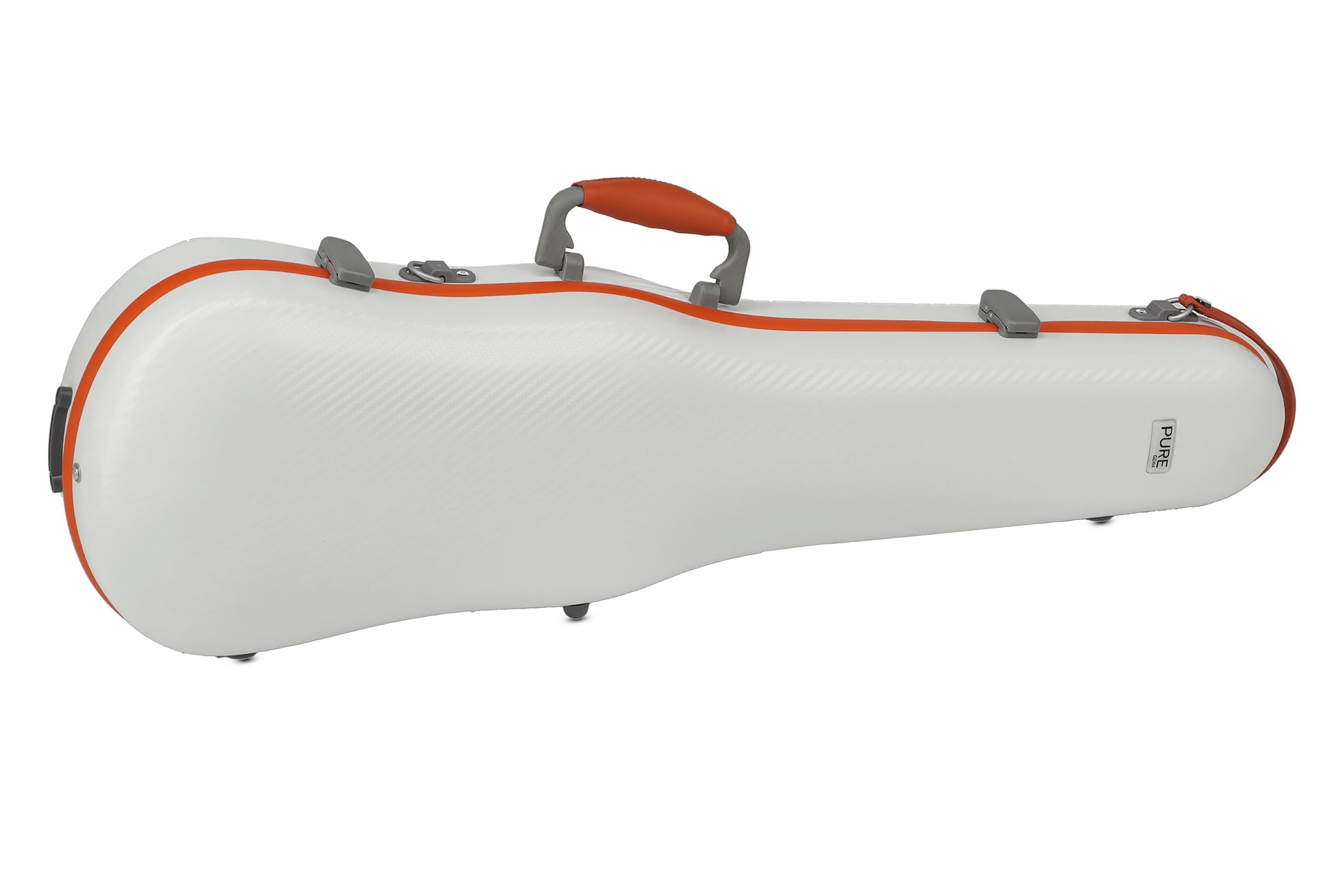 GEWA Violin Shaped Case Fun Series Polycarbonate 4/4-1/2 Size White/Orange, Interior Black, 2 Removable Backpack Straps, Accessory Pocket, Padded Suspension, Additional Side Handle