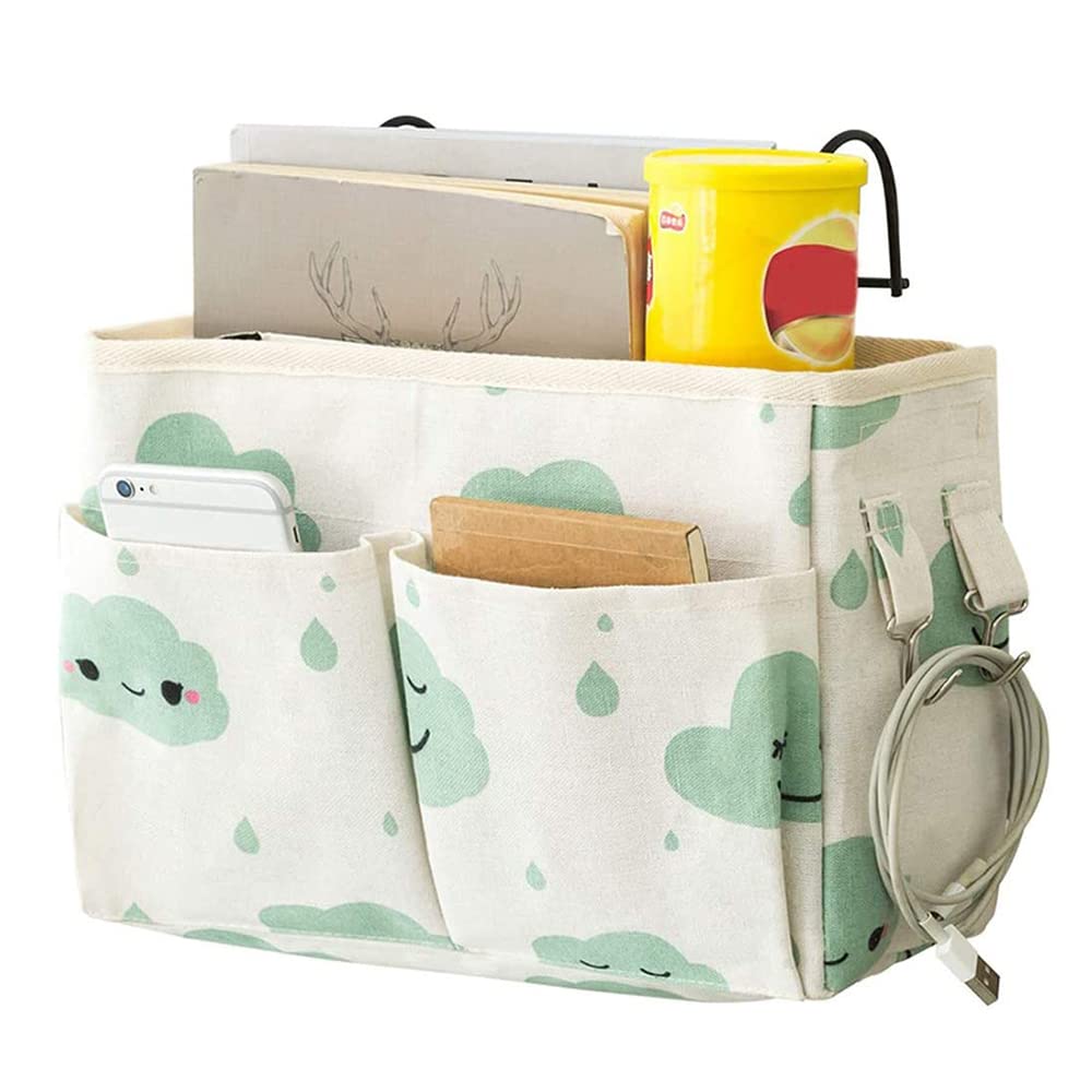 2 stuks multifunctionele bedtassen, bedorganizer om op te hangen, hoogslaper opbergtas, nachtkasttas, met doppen, voor boek, tijdschriften, afstandsbediening, mobiele telefoon