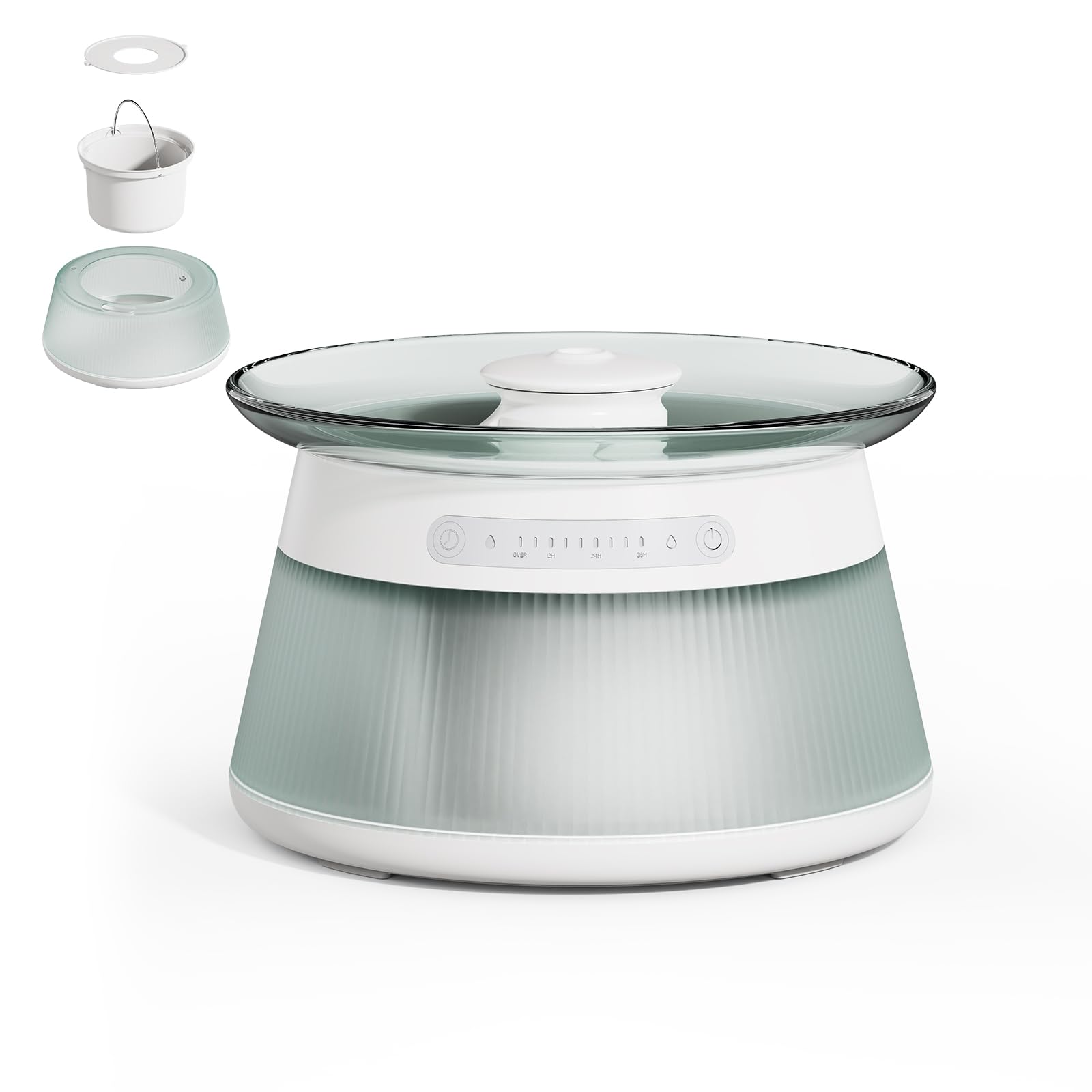 Fuente de agua para gato de 2,5 l, sin filtro, sin filtro, con detector de movimiento, separación de aguas residuales y siempre agua fresca, 4000 mAh, bomba de agua silenciosa, bandeja de
