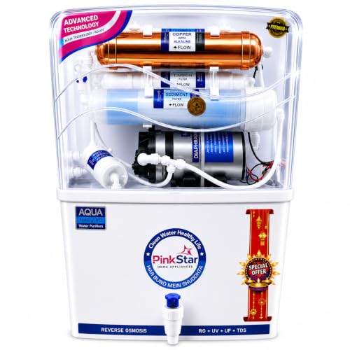 Image of PinkStar Elite 12L RO+UV+Copper Water Purifier | ISI Certified | Smart Mineral Control | Auto-Clean Technology | Free Pre-Filter | Advanced Multi-Stage Filtration for Home & Office