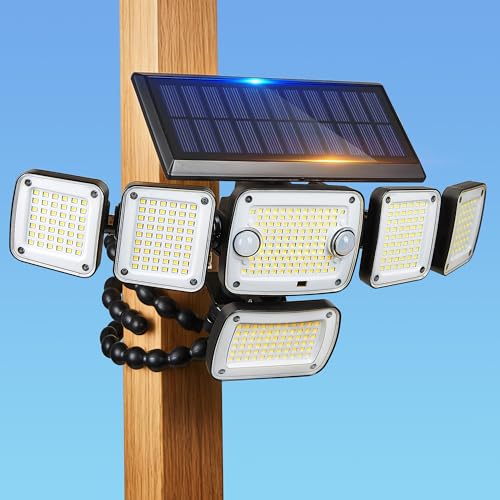 Image of Motion Sensor Outdoor Lights with Flexible Octopus Tripod , 5000LM 366LED Security Flood Lights with Remote Control, 360Wide Angle, 6 Heads Solar Lights Outdoor Waterproof for Yard Patio Garage 1Pack