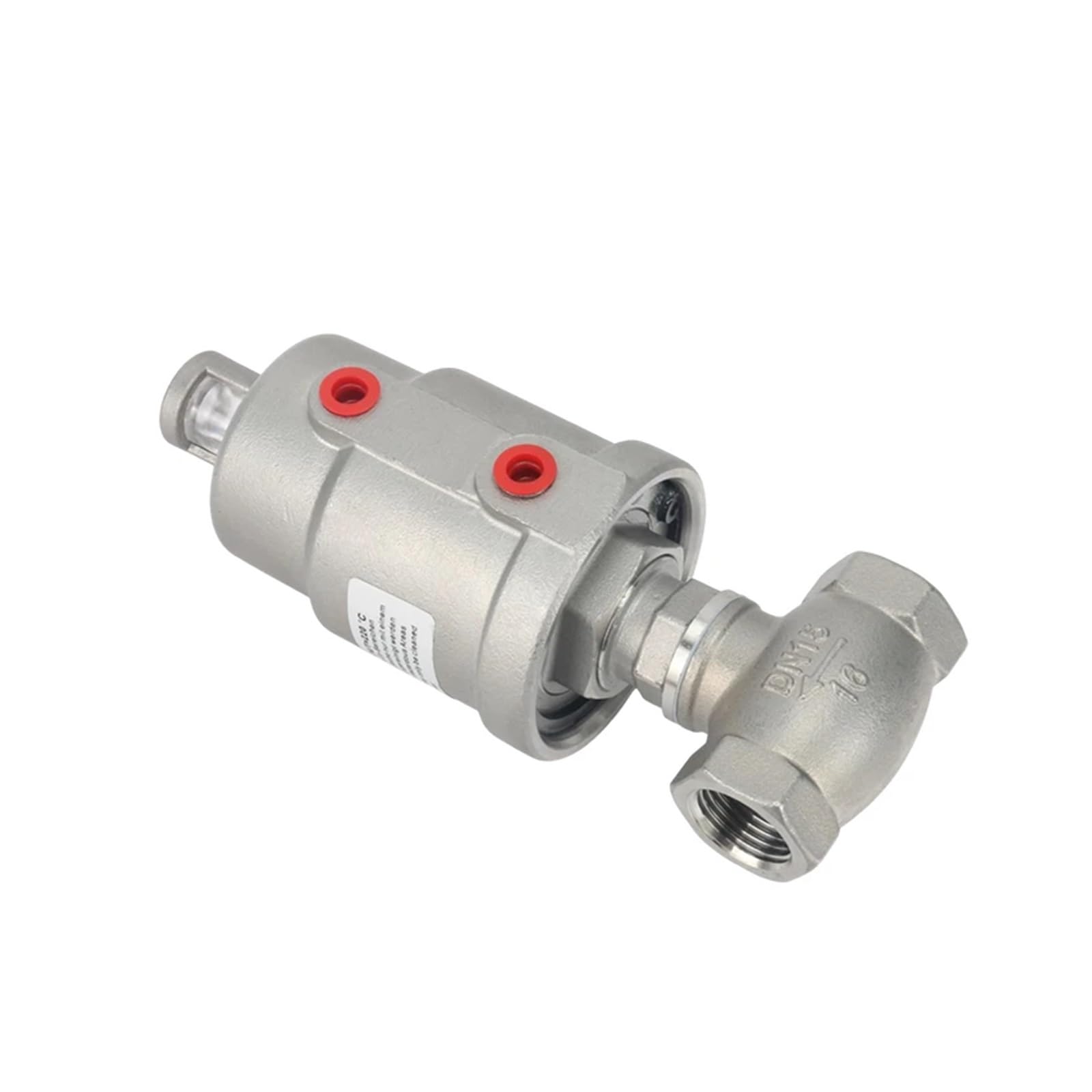 Valvola a globo filettata pneumatica tipo T in acciaio inossidabile da 1/2", 3/4", 1", valvola pneumatica a sede angolata, valvola dell'acqua, valvola a tamburo(1",Single Acting)