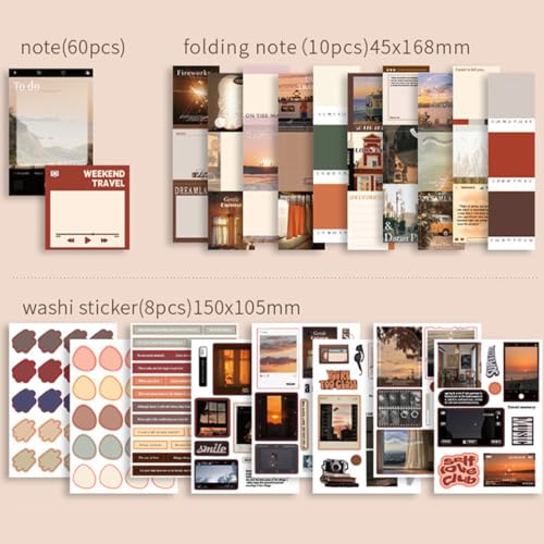 Image of The AutoStory Retro Scrapbook Kit A6 Junk Journal Notebook Antique Vintage Stickers Old Decorative Papers Washi Tape DIY Craft Art Planner Organizer Set Gift Teens Girls (Time Traveler, Brown)