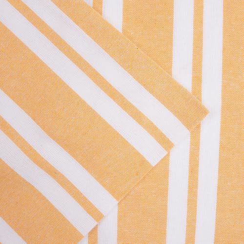 Image of Encasa XO Farmhouse Throw Pillow Covers Set of 2 (24x24 in) Franca Yellow Stripes | Decorative Cushion Covers No Inserts | Plaid and Stripes Pillow Covers for Living Room, Couch