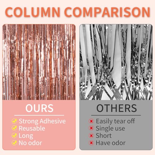 Image of Rose Gold Birthday Party Decorations 2Pack Backdrop Curtains Halloween Decorations Photo Booth Props Decorations