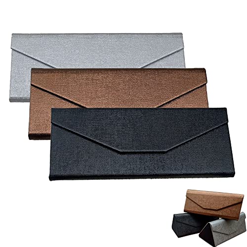 3 Pièce Étui Lunettes en Cuir, Étui Lunettes Pliable, Étui Lunettes Portable, Étui Lunettes Magnétique, Étui à Lunettes Triangulaire, pour Lunettes, Lunettes Lecture, Lunettes Sport (3 Couleurs) Cover