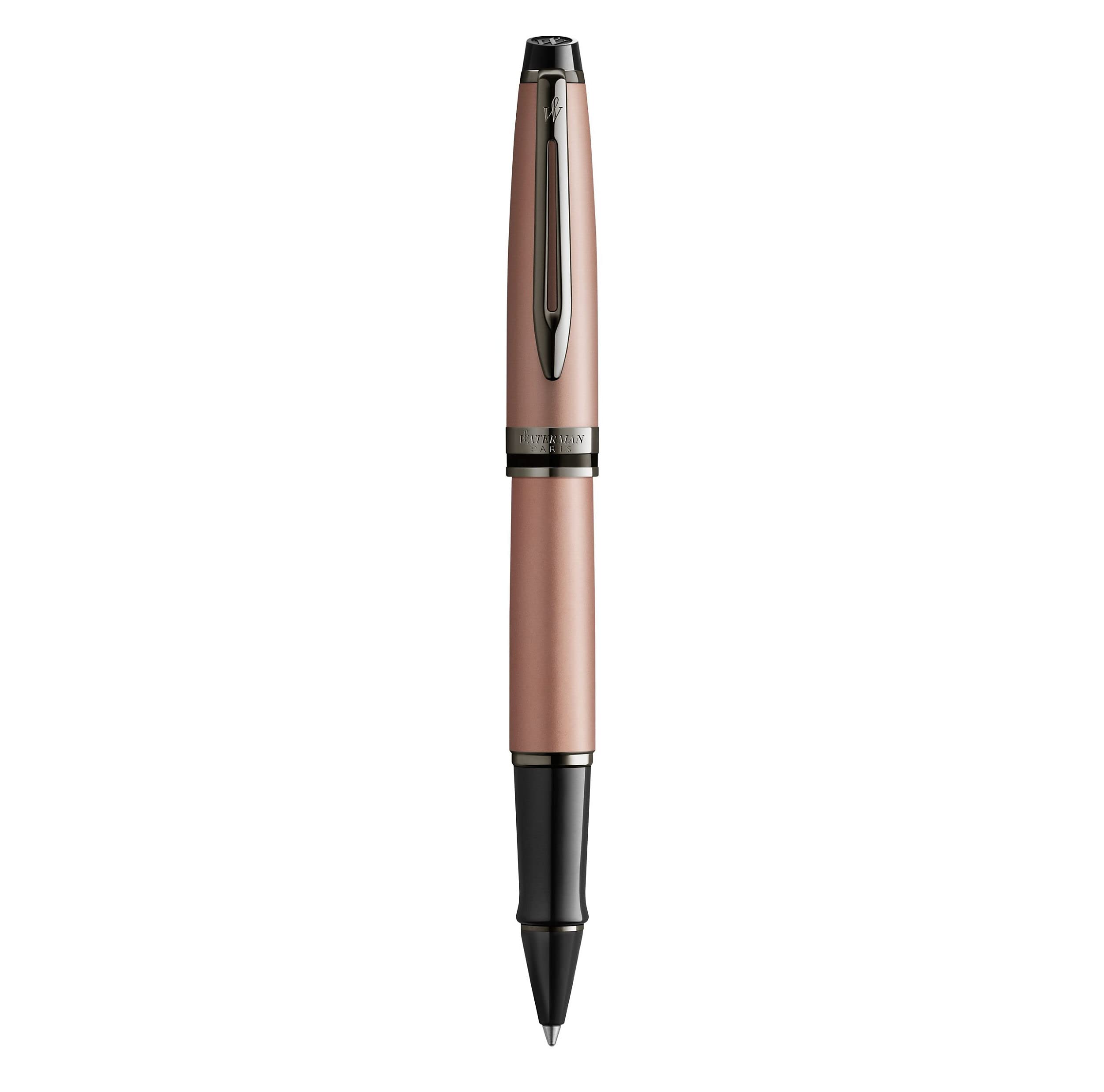 Waterman Expert Rollerball | Rotgoldfarbene Metallic-Lackierung mit Ruthenium-Zierteilen | Feine Spitze | Schwarze Tinte | In Geschenkbox