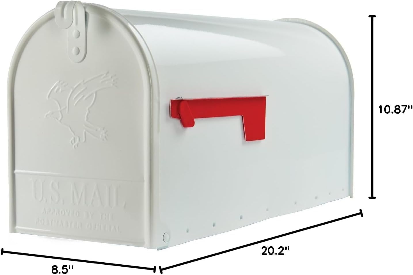Elite Medium Outside Mailbox, Plexon, White, 10.87" H x 20.2" W x 8.5" D, Galvanized Steel, Powder-Coated, Made in The USA
