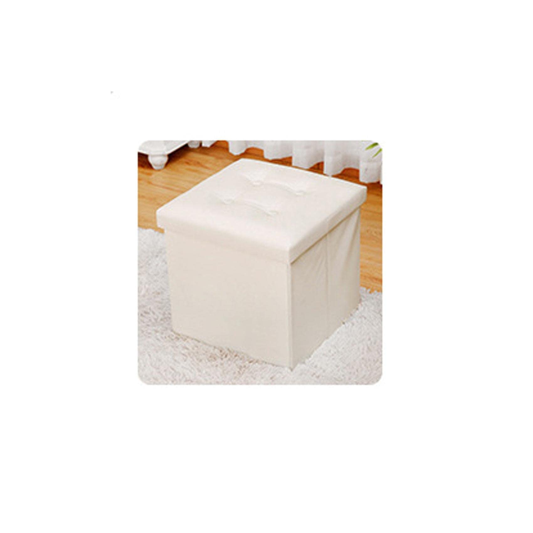 Siège de rangement imperméable et repose-pieds en cuir beige CHEWYNP
