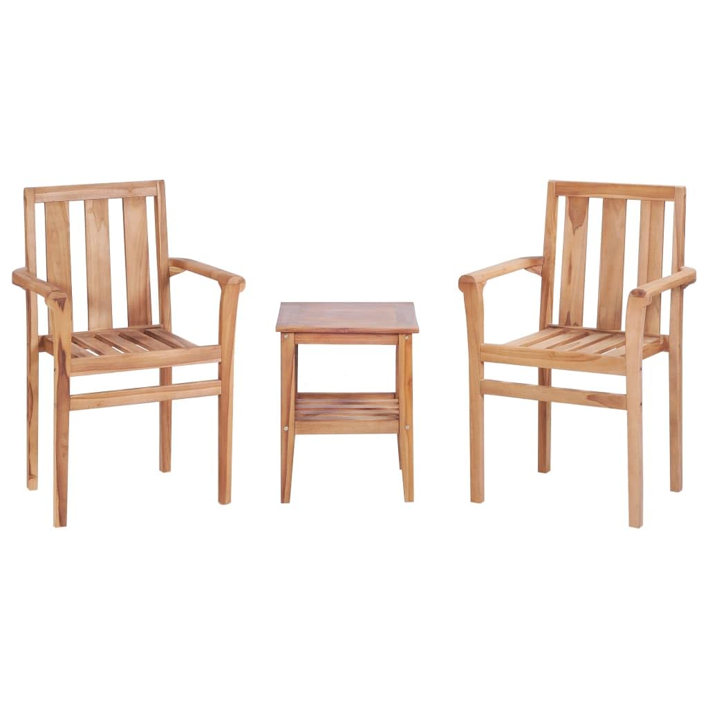 vidaXL Ensemble de Bistro de Jardin 3 pcs Teck Solide, Ensemble d'extérieur, Meuble d'extérieur, Tables et chaises, mobilier d'extérieur