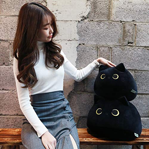 Dan&Dre Brinquedo de pelúcia de gato preto, almofada em forma de gato de desenho animado, almofada d