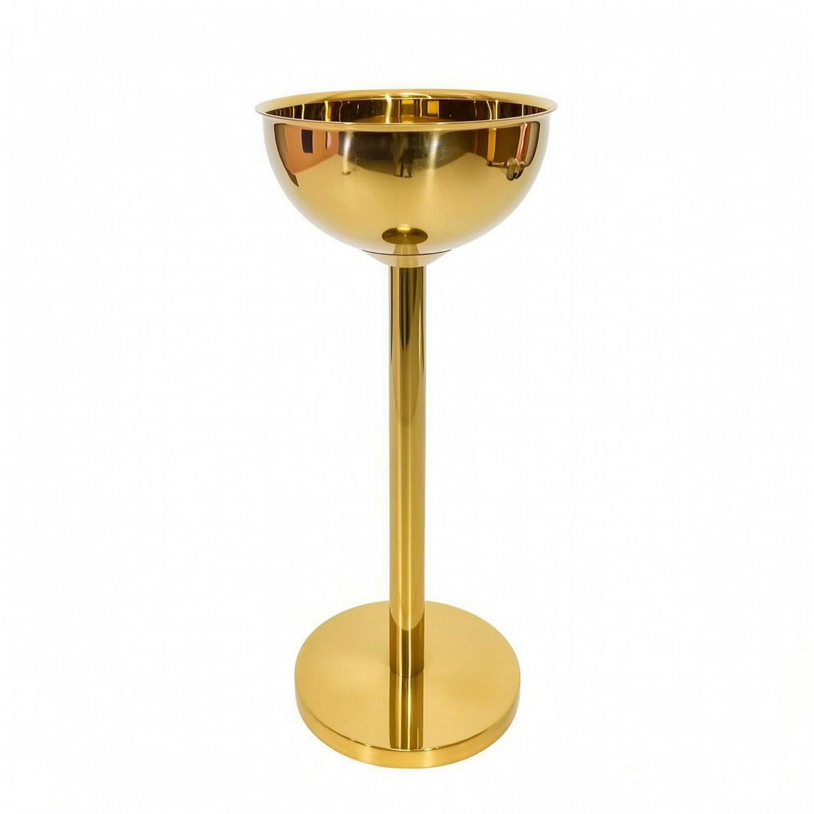 Soporte de Vino Soporte Cubo Botellero Pedestal Porta en Acero Inoxidable Liso Vertical y Base Pesada Adecuado para Servicio de Cócteles en Casa Salas , Dorado , Redondo Con Soporte